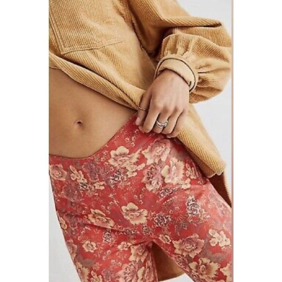 Free People House Party Printed Vegan Suede Flare Leg Pants Size 32 - Picture 2 of 4